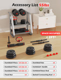 FDS3 Adjustable dumbbell set, 55lbs Free Weights set with upgraded nut, 5 in 1 Weight Set Used as Kettlebells, Barbell, Push up Stand, Fitness Exercise for Home Gym Suitable Men/Women