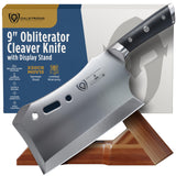 Dalstrong Obliterator 9" Meat Cleaver — 6mm Thick, 2.9 lbs, 7CR17MOV Carbon Steel (60 HRC), Full-Tang G-10 Handle — For BBQ Pitmasters, Home Butchering & Heavy Prep — Wood Stand Included