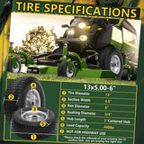 Wiltire 13x5.00-6 Flat Free Tire and Wheel Assemblies (2 Pack),13 x 5 x 6 Solid Rubber Tires and Wheel for Riding Lawn Mower - With 3/4" Bushings (Extra 5/8" Bushings) and 3" Centered Hub (Grey)