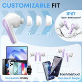 Wireless Earbuds, Bluetooth 5.4 Headphones HIFI Stereo/Crystal clear,Purple