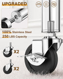 Upgraded 100% Stainless Steel Clothing Rack Load 760LBS, Heavy Duty Clothes Racks with Larger & Sturdy Wheel, Extendable & Adjustable Rolling Garment with Shelves for Hanging Portable Closet Rack