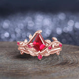 Oseew Kite Cut Engagements ring set Ruby rings for women(Ruby)