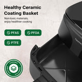 Tastee Ceramic Air Fryer, 8-in-1 Compact 5.5QT AirFryers, 450°F Digital Airfryer Dehydrator with Smart Probe, 24 Presets One-touch Cooking