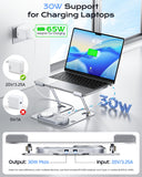 Meifigno Laptop Stand for Desk with Wireless Charging Station Base, Foldable Aluminum MacBook Stand