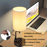 Modern Desk Lamp with AC Outlet and Phone Stands, Perfect Bedside Lamp for Bedroom, Living Room, Office (Pack of 2) Dreamholder