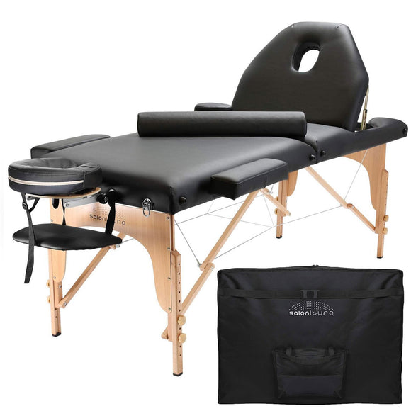 Professional Portable Massage Table with Backrest - Black Saloniture