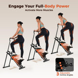 Sportneer Foldable Stair Stepper for Home Gym, Adjustable Resistance, Vertical Climber with Handlebar, Extended Step Range for Full-Body Workouts with 440lbs Weight Capacity Black