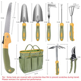 Garden Tool Set, WisaKey 9 Piece Stainless Steel Heavy Duty Green Gardening Tools with Non-Slip Ergonomic Handle