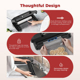 Vacuum Sealer Machine with 95KPa Suction – Full Automatic Commercial Grade Sealer for Wet/Dry Food, Built-in Cutter, Complete Kit with 1 Roll & 10 Bags – 230W Double Seal Strip