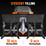 DOVAMAN 18-Inch Electric Garden Tiller, 15-Amp Corded Cultivator with Up to 9-Inch Tilling Depth, 4-Position Adjustable Wheels & Foldable Handle for Soil Preparation
