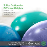 Gaiam 05-51980 Total Body Balance Ball Kit - Includes 55cm Anti-Burst Stability Exercise Yoga Ball, Air Pump & Workout Video - Purple Gaiam