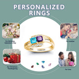 Oseew 18k white gold mothers ring mothers rings with 2 birthstones Customized 14k White gold 2 birthstone rings Personalized 10k White gold 2 birthstone rings