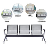 buenotoys 3-Seat Waiting Room Chairs - Waiting Room Bench with Arms Airport Reception Bench Guest Reception Chairs Lobby Bench Waiting Area for Airport Market Bank Hospital School Barbersho, Silver