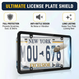 License Plate Frame Cover, Clear License Plate Protector 2 Pack, ABS Car Rear Front Plate Frames with Screws Caps, Rustproof, Unbreakable, Easy Install for Cars, Trucks, SUVs, Clear Gray