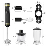 1200W Immersion Blender Handheld, 5-in-1 Variable Speed Emulsifier Hand Blender Stick with Whisk Chopper Milk Frother Mixing Cup and Storage Rack for Kitchen Soup, Purees, Baby Food and Smoothies