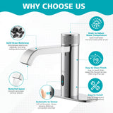 CDLODIN Automatic Sensor Touchless Bathroom Faucet, Manual Waterfall Faucets with Temperature Control Knob, Modern Chrome Sink Faucet Stainless Steel, Hands Free Lavatory Faucets for Single Hole