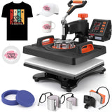 Heat Press Machine 12 X 15 inch, 6 in 1 Shirt Printing Heat Transfer Machine 360° Swing Away