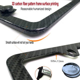 Carbon Fiber License Plate Frame- Black Aluminum Auto Car Tag Cover, 2 Pack Heavy Duty Holder for US Front and Rear Plate, with Mounting Hardware Kit- Screws Bolts, Inserts, Caps, Rattle Proof Pads