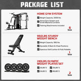JELENS HM01 Home Gym System, 150LB Weight Stack Smith Machine with LAT Pull-Down & Leg Press, All-in-One Strength Training Equipment, Workout Station for Workout (Black, 190LBS Black Weights Package)