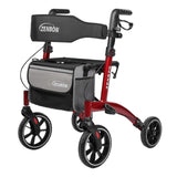 Rollator Walker for Seniors/Adults Foldable Rolling Walker with Seat 330 lbs Capacity 4 Big 8 inch Wheels Hand Grips Adjustable Height Lightweight Aluminum Walker 7205(Red)