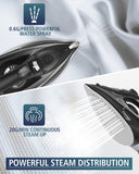 OMAIGA Steam Iron for Clothes, 1500W Iron with Rapid Heating, Non-Stick Ceramic Soleplate, Burst of Steam, Self-Cleaning, Auto-Off, Anti-Drip, 11.84oz Water Tank Ironing Clothes for Home, Black