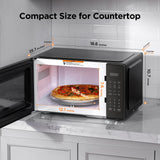 BLACK+DECKER EM9P02P9 Countertop Microwave Oven, 0.9 Cu Ft, 900W with 6 One-Touch Presets, Express Cooking, 10 Power Levels, and Child Safety Lock, Black