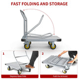 Heavy Duty Platform Truck Push Cart Dolly, Foldable Large Flatbed Cart with 6" Swivel Wheels