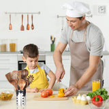 Kitchen Utenails Set with Holder,Kitchen Wooden Utensils for Cooking, Wood Utensil Natural Teak Wood Spoons for Cooking