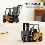 BRRRRT 1/64 Full Proportional RC Forklift Toy,8 Channel 2 Mode Mini Remote Control Forklift Truck with Flatbed Tow Truck,2 in 1 Transformable Lift Fork & Hook with Rechargeable Battery for 4+ Kids