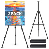 Easel Stand for Sign, 66" Easels Stand for Painting Heavy Duty, Portable Travel Easel for Display (2 Pack) Hemndic