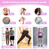 WIKDAY Exercise Resistance Bands with Handles for Working Out 100 Lbs Purple Workout Bands Set with Door Anchor for Woman Physical Therapy, Yoga, Pilates