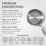 8-Inch Stainless Steel Frying Pan - 5 Ply Stainless Clad - Professional Cookware - Crafted in Italy - Induction Compatible Made In