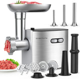 CHEFFANO Meat Grinder, 2600W Max Meat Grinder Electric, ETL Approved Heavy Duty Meat Mincer Machine with 2 Blades, 3 Plates, Sausage Stuffer Tubes & Kubbe Kit for Home Kitchen Use