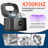 Ultrasonic Jewelry Cleaner 47kHz 20 oz Large Capacity, 5 Modes Ultrasonic Cleaning Machine with UV Light for Eyeglasses, Rings, Necklaces, Dentures, Retainers, Silverware