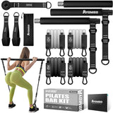 Ayombo Pilates Bar, Multifunctional Pilates Bar Kit with Resistance Bands, Adjustable Fitness Workout Equipment Set for Men Women, Portable Home Gym
