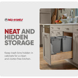Rev-A-Shelf Double Pullout Trash Can w/Soft-Close Slides, 14.5" Min Opening