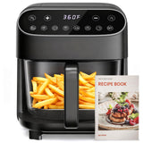 Electactic Air Fryer, 4.5 QT Glass Air Fryer PFAS Free & Dishwasher-Safe Basket, 8 Preset Touchscreen, 360° View Cooking, for Healthy Meals in Minutes - Black