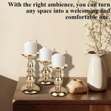 CYEAH 3 Pcs Candle Holders for Pillar Candles, Gold Candlestick Ideal for 3" Pillar Candles, Candlestick Holders Stand Centerpieces Decoration for Wedding, Party, Home, Spa, Reiki, Votive Candle