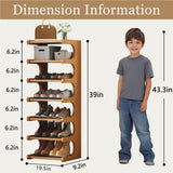 sdowens 7-Tier Vertical Shoe Rack, Bamboo Free Standing Shoe Rack Shelf, Shoe Storage Stand, Entryway Shoe Tower, Vertical Shoe Organizer for Narrow Closet, Entryway, Hallway