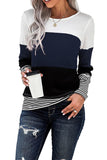 Daspkuwy Womens Sweaters Oversize Big Tunic Pullover Loose Fitting Womens Tops Long Sleeve Casual Striped College Cloths Teenager Shirts Navy XXL