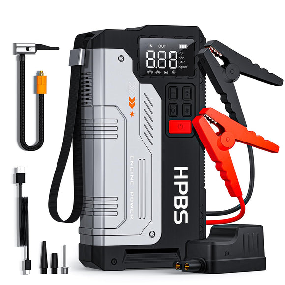 HPBS Jump Starter with Air Compressor - 2500A Portable Car Jump Starter with 150 PSI Tire Inflator HPBS