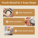 Elite Gourmet EBM8103SS Programmable Bread Maker Machine, 3 Loaf Sizes, 19 Menu Functions Gluten Free White Wheat Rye French and more, 2 Lb, Stainless Steel