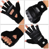 FitsT4 Sports Half Mitts MMA Training Boxing Punch Bag Kickboxing Sparring Grappling Martial Arts Muay Thai Taekwondo Wrist Wraps Support Gloves for Women Men Black XL FitsT4 Sports