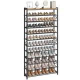 YATINEY 12-Tier Shoe Rack, 39.4" L Shoe Shelf for 54-60 Pairs of Shoes, Tall Shoe Storage Organizer with Metal Frame, Large Capacity Shoes Rack for Entryway, Closet, Rustic Brown and Black SS40BR