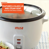 Electric Nonstick Rice Cooker 8-Cup (Uncooked) 16-Cup (Cooked), White Imusa