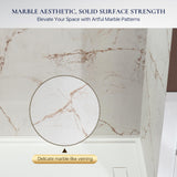 Woodbridge 60" W x 96" H 3-Piece Solid Surface Tile Tub and Shower Wall Panel Surround Kit in Beige Marble with Soft Brown Veining
