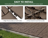 Mapleyard 144 PCS Plastic Interlocking Deck Patio Tiles - 12" x 12" Anti-Slip Waterproof Outdoor Flooring, Balcony Floor Decking for Poolside & Backyard, All Weather Use, Brown, Stone