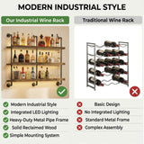 Woskar 3-Tier Wall Mounted Wine Rack, Industrial Pipe Bar Shelf for Wine Bottle Storage, Industrial Pipe Shelves Shelf Shelving (47.2" W x 47.2" H)