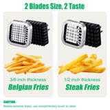 French Fry Cutter, Heavy Duty Potato Slicer, Stainless Steel Potato Chopper Set with 1/2 and 1/4 Inch Blades for Sweet Potato, Carrot, Yam, Cucumbers