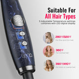 Thermal Brush,Lena 1.5 Inch All-in-1 Heated Round Brush with Titanium Barrel-Infrared&Negative Ion Technology,Smooth,Frizz-Free Styling Tool,5 Heat Settings,LED Display,Black